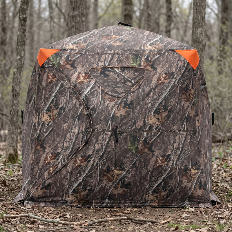 Silent Pop Up Hunting Blind with 270° See Through View – Waterproof Camo Ground Blind Tent for Turkey and Deer Hunting, 1-7 Person Capacity - 9