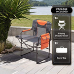 Camping Directors Chair, Heavy Duty,Oversized Portable Folding Chair with Side Table, Pocket for Beach, Fishing,Trip,Picnic,Lawn Blue - 9