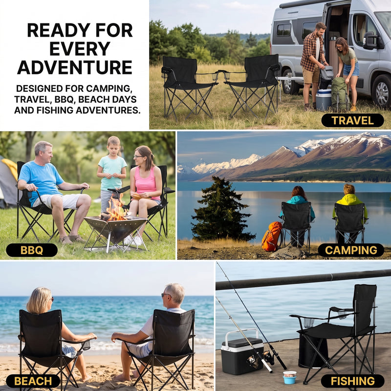 2 Pack Folding Camping Chairs with Cup Holders & Carry Bags - 9