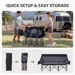 Oversized Padded 3-Person Folding Camping Loveseat Chair – Heavy Duty Outdoor Seating - 9