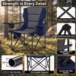 Heavy Duty Camping Chair with Cooler Storage – Single or Twin Pack - 9