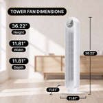 Tower Fan With Remote – 90° Oscillation, 36″ & 42″ - 9