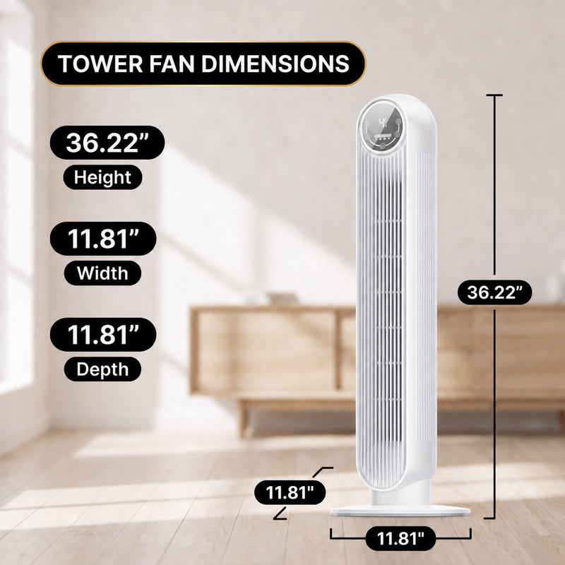 Tower Fan With Remote – 90° Oscillation, 36″ & 42″ - 9