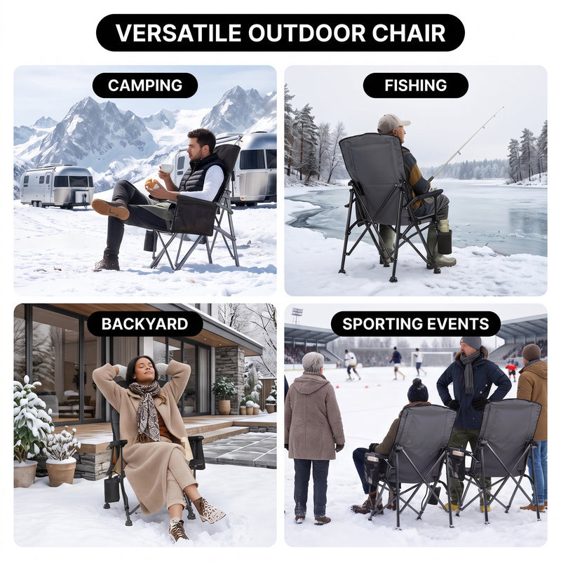 Heated Camping Chair for Adult Outdoor Activities - Portable Folding Heated Chair with 3 Adjustable Heat Levels, Heating Backrest Cushion Support 264LBS for Patio Camping (Battery Not Included) - 9