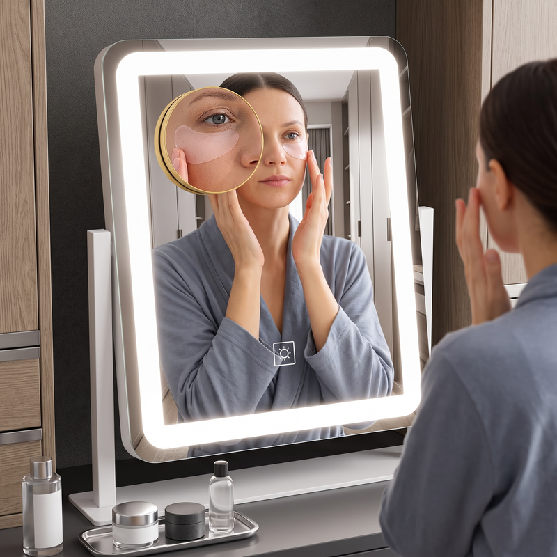 LED Vanity Mirror with Touch Dimming & Magnification - 9