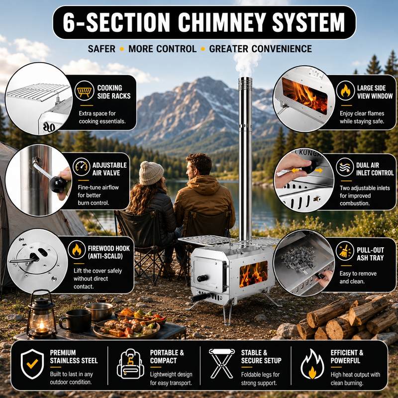 PORTABLE WOOD STOVE FOR CAMPING, TENT STOVE - 9