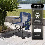 Camping Directors Chair, Heavy Duty,Oversized Portable Folding Chair with Side Table, Pocket for Beach, Fishing,Trip,Picnic,Lawn Blue - 9