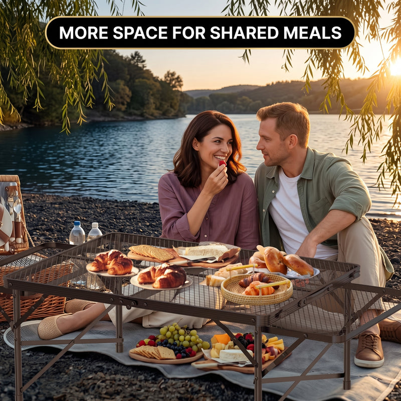 Foldable Camping Table Collapsible Picnic Aluminum Alloy Grill Stand - 9