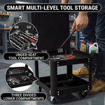 Rolling Mechanic Stool with Tool Tray - Creeper Seat with Wheels for Garage & Shop, Rolling Work Stool with Wheels for Mechanics, Auto Repair Workshop - 9