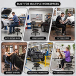 Rolling Mechanic Chair with Backrest and Footrest – Heavy Duty Shop Stool with Wheels, Adjustable Height Swivel Garage Chair - 9