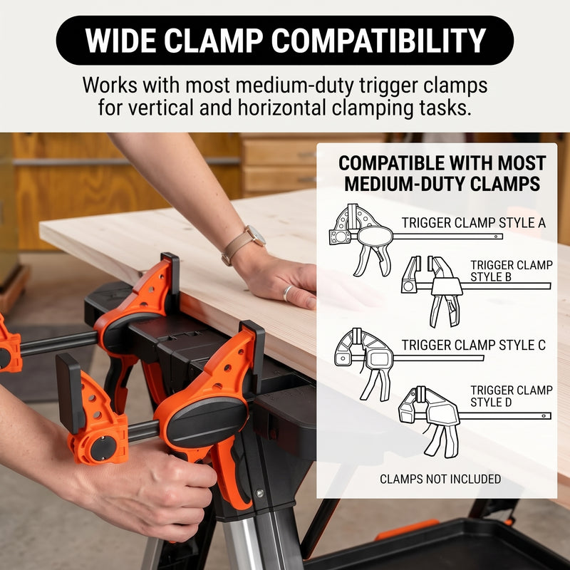 Portable Workbench & Folding Sawhorse – 2-in-1 Work Table - 9