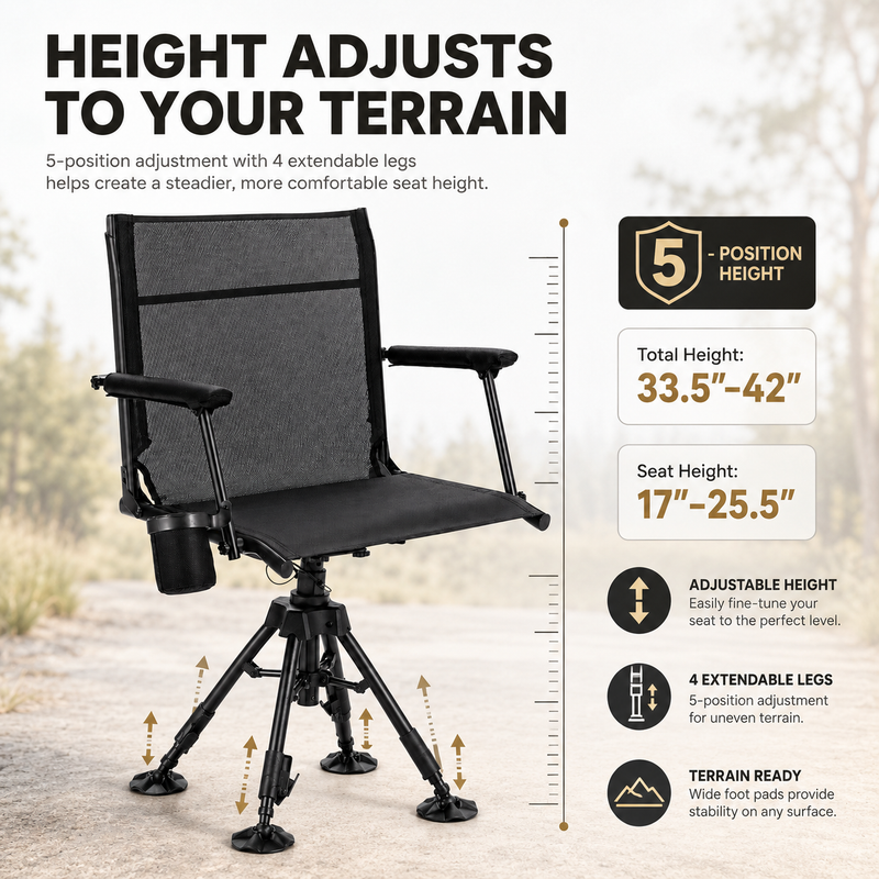 Portable Adjustable Hunting Chair with Swivel & Heated - 9