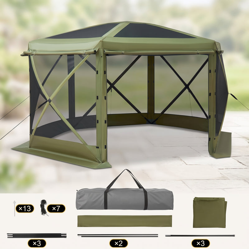 10x10 Pop-Up Screen Tent Gazebo – 4 & 6-Sided Mesh Shelter with Carry Bag - 9