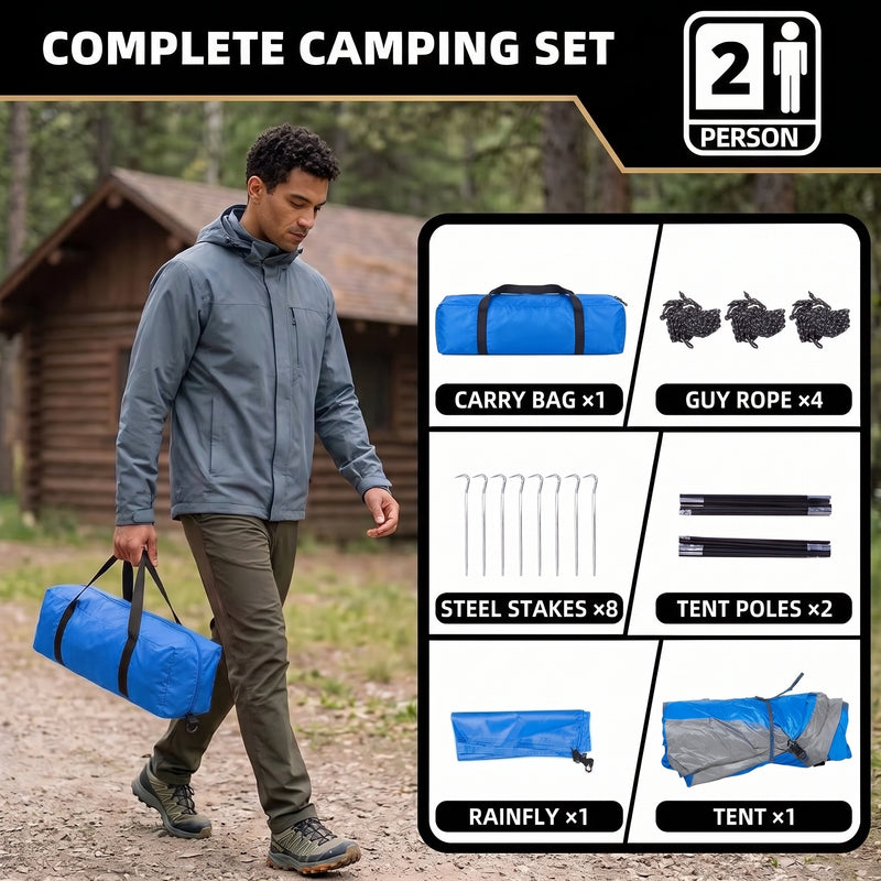 2-4 PERSON LIGHTWEIGHT BACKPACKING DOME CAMPING TENTS - 9