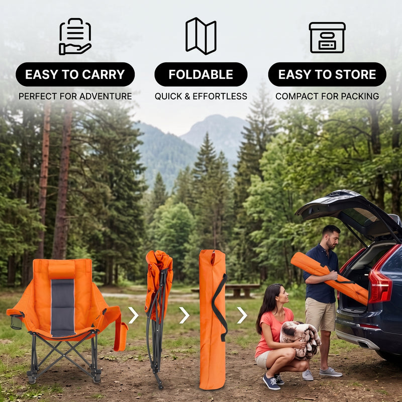 Oversized Folding Rocking Camping Chair with Padded Headrest - 9