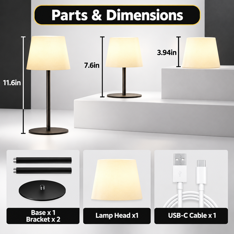CORDLESS TABLE LAMP – RECHARGEABLE & WATERPROOF FOR SHOWER, BATHROOM AND OUTDOOR USE - 9