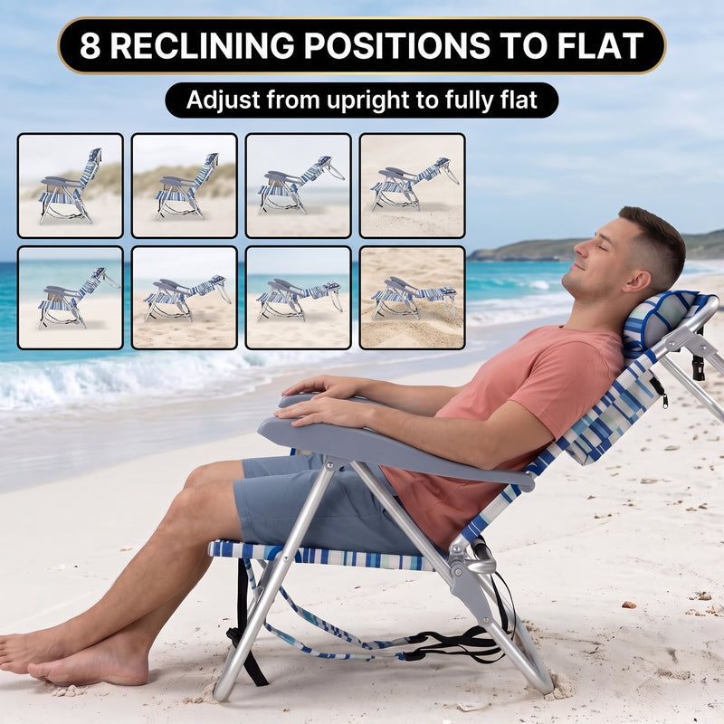 17" Big & Tall Oversized Beach Chairs 2-Pack – Heavy Duty Folding Outdoor Seating - 9