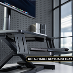 Standing Desk Converter, Height Adjustable Sit to Stand Desk Riser, Pneumatic & Electric Dual Monitor Laptop Workstation with Wide Keyboard Tray - 9