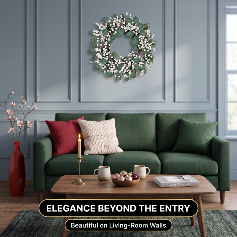 CHRISTMAS BERRY WREATH FOR FRONT DOOR – WINTER PINE HOLIDAY DÉCOR - 9