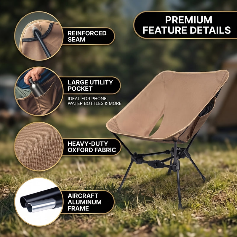 Ultralight Folding Camping Chair – Portable Outdoor High-Back Seat - 9