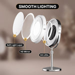 Rechargeable LED Lighted Double Sided Magnifying Makeup Mirror – Height Adjustable with Adjustable Brightness - 9