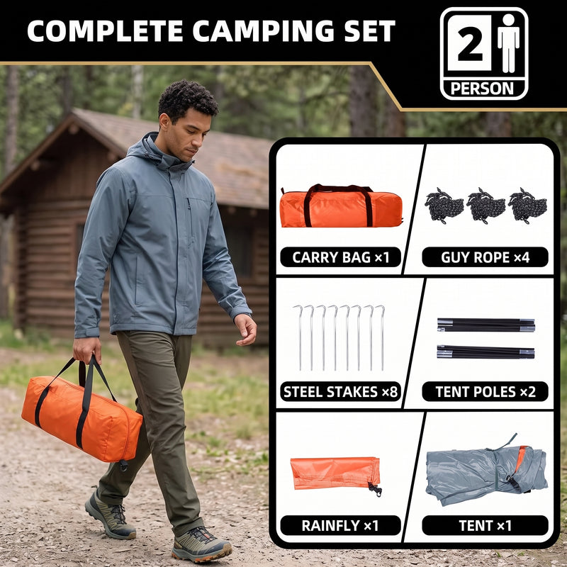 2-4 PERSON LIGHTWEIGHT BACKPACKING DOME CAMPING TENTS - 9