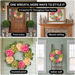 HYDRANGEA WREATH FOR FRONT DOOR – ARTIFICIAL FLORAL PORCH DÉCOR - 9