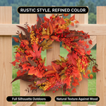 Fall Wreath for Front Door – Artificial Autumn Wreath with Pumpkins, Sunflowers & Peonies, 22 Inch, Farmhouse Harvest Décor for Porch, Wall & Thanksgiving - 9