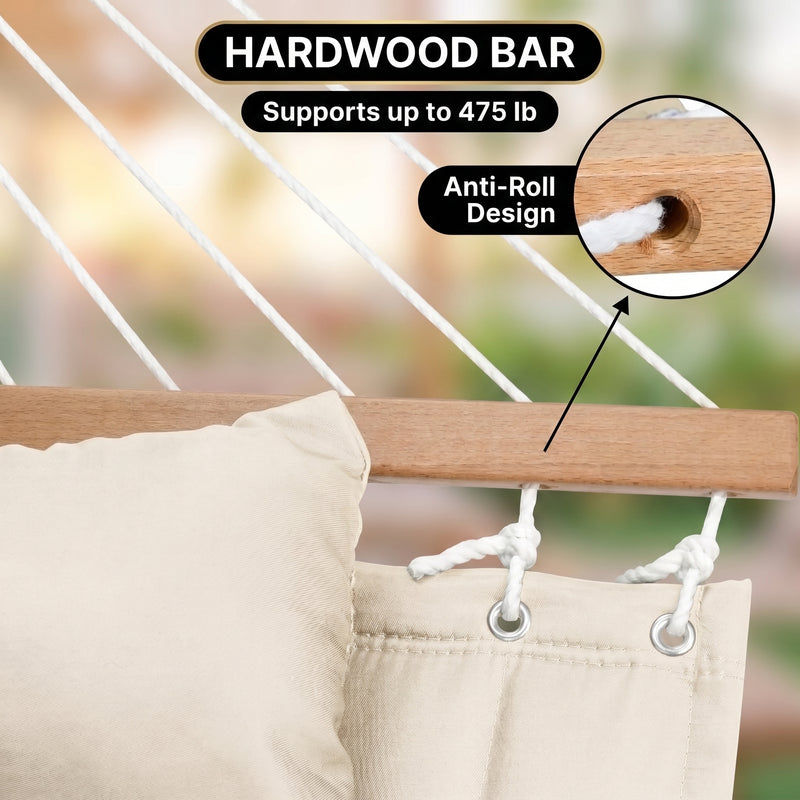 Outdoor Double Hammock with Stand for 2 – Heavy Duty Steel Frame, Pillow Included - 9