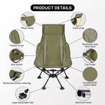 Ultra-Compact High Back Folding Camping Chair – Lightweight & Portable - 9