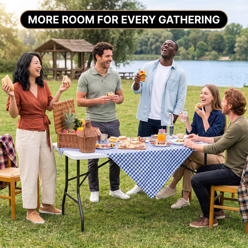 6 FT FOLDING CAMPING TABLE – PORTABLE INDOOR OUTDOOR TABLE WITH WATERPROOF HDPE TOP & CARRY HANDLE - 9
