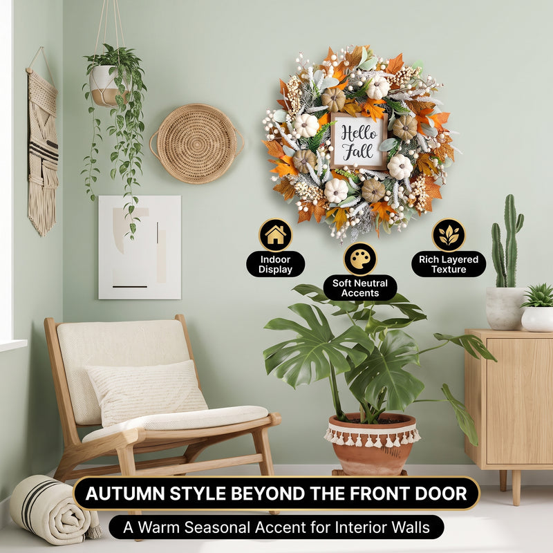PUMPKIN WREATH FOR FRONT DOOR – FALL FARMHOUSE DÉCOR - 9