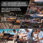 Portable Charcoal Grill with Smoking Function, Foldable Suitcase Design with Wheels, Multi-Tier Storage Rack & Waterproof Cover for Outdoor BBQ Parties - 9