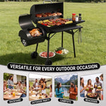 Portable Charcoal Grill with Smoking Function, Foldable Suitcase Design with Wheels, Multi-Tier Storage Rack & Waterproof Cover for Outdoor BBQ Parties - 9