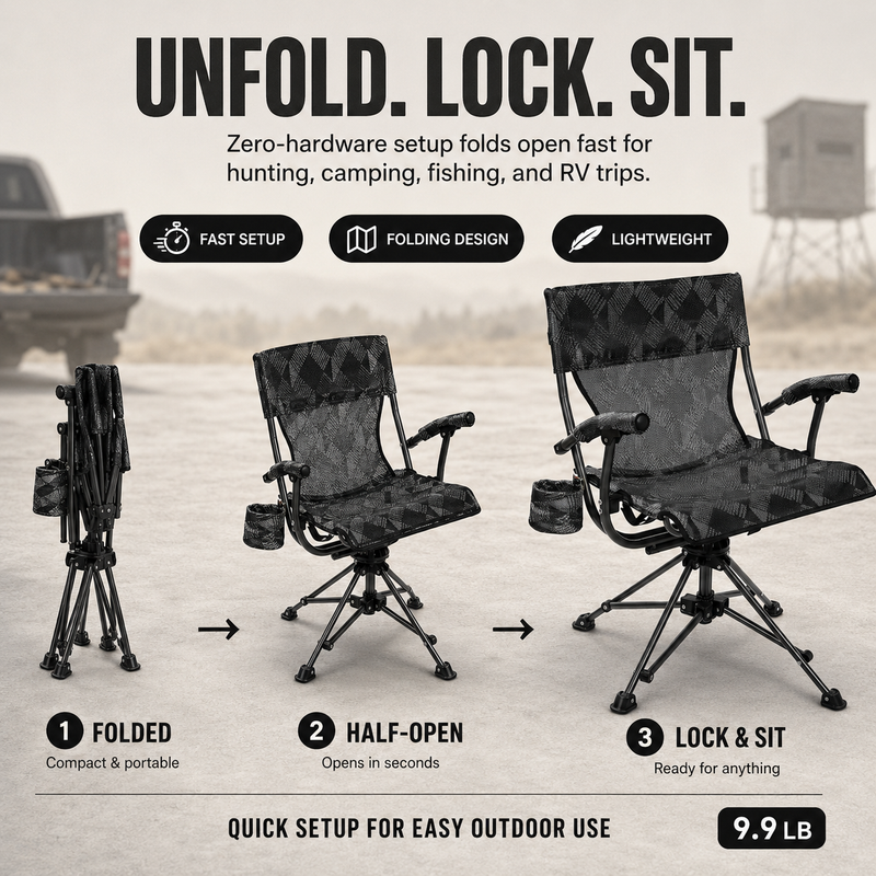 Portable Adjustable Hunting Chair with Swivel & Heated - 9