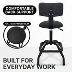 Rolling Mechanic Chair with Backrest and Footrest – Heavy Duty Shop Stool with Wheels, Adjustable Height Swivel Garage Chair - 9