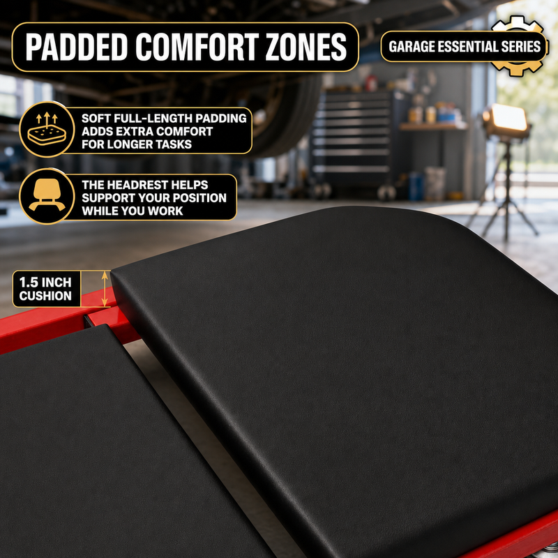 2-in-1 Convertible Z-Creeper Seat - Rolling Mechanic Creeper with Wheels, Under Dash Creeper & Garage Chair for Auto Repair, Low Profile Roller Seat - 9