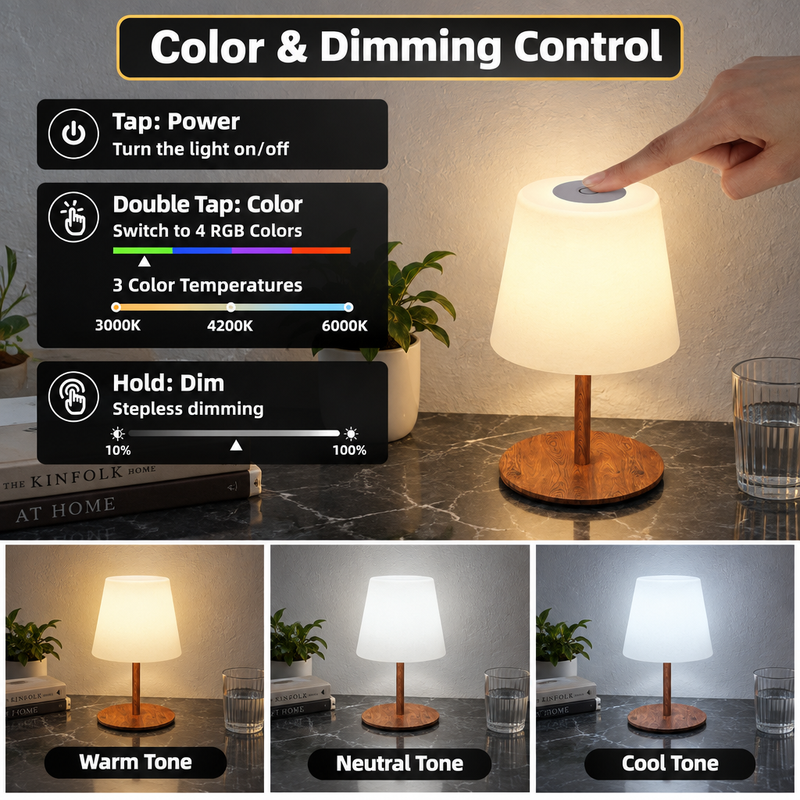 CORDLESS TABLE LAMP – RECHARGEABLE & WATERPROOF FOR SHOWER, BATHROOM AND OUTDOOR USE - 9
