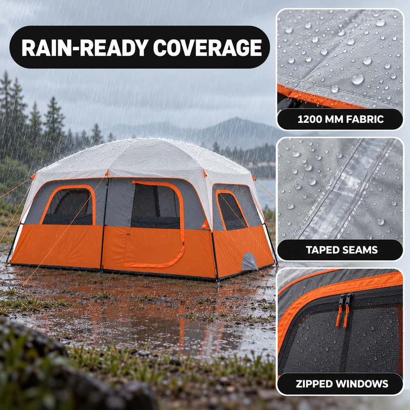 8-10 Person Instant Cabin Camping Tent with Room Divider & Rainfly - 9