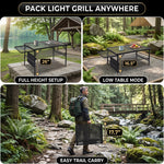 Foldable Camping Table Collapsible Picnic Aluminum Alloy Grill Stand - 9