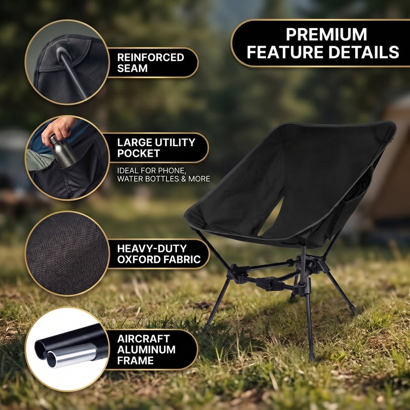 Ultralight Folding Camping Chair – Portable Outdoor High-Back Seat - 9