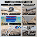 17" Big & Tall Oversized Beach Chairs 2-Pack – Heavy Duty Folding Outdoor Seating - 9