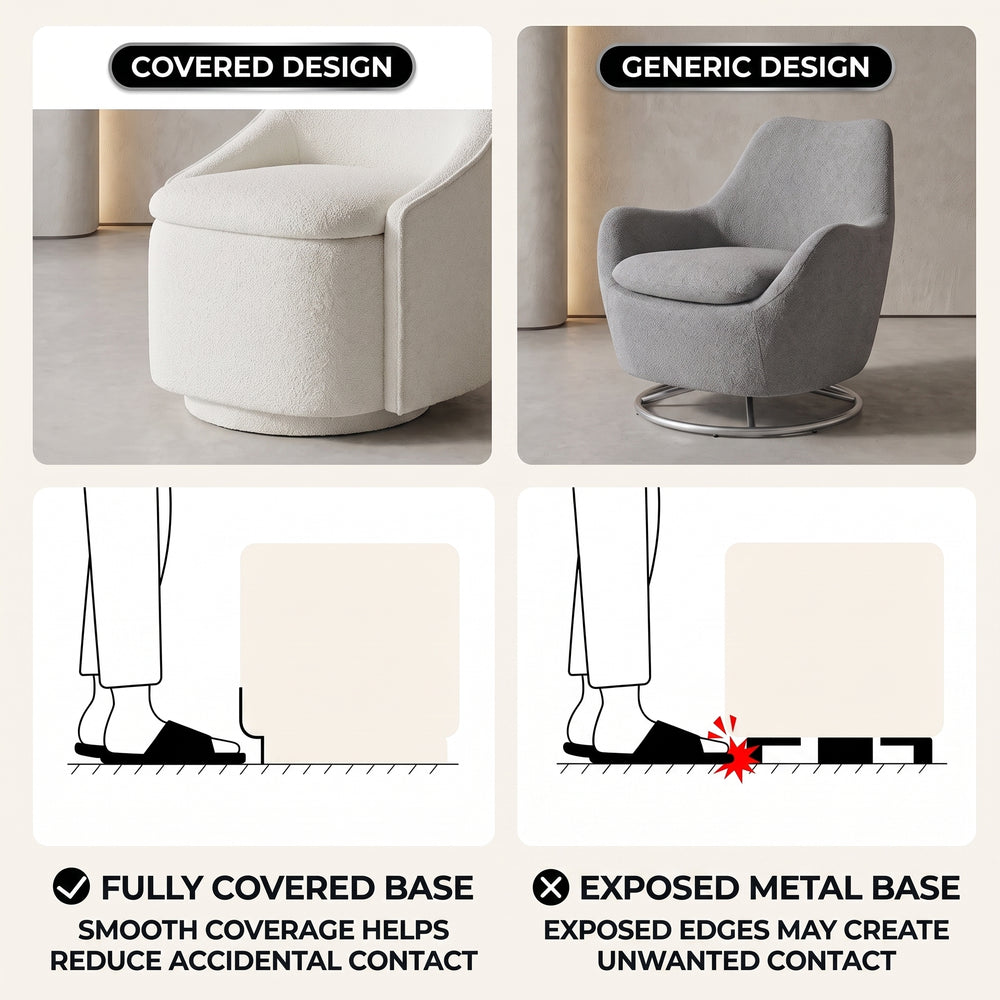Swivel Accent Chair with Storage, 360 Degree Velvet Small Accent Chair, No Assembly Comfy Bedroom Chair for Living Room, Reading, Dressing Room - 9