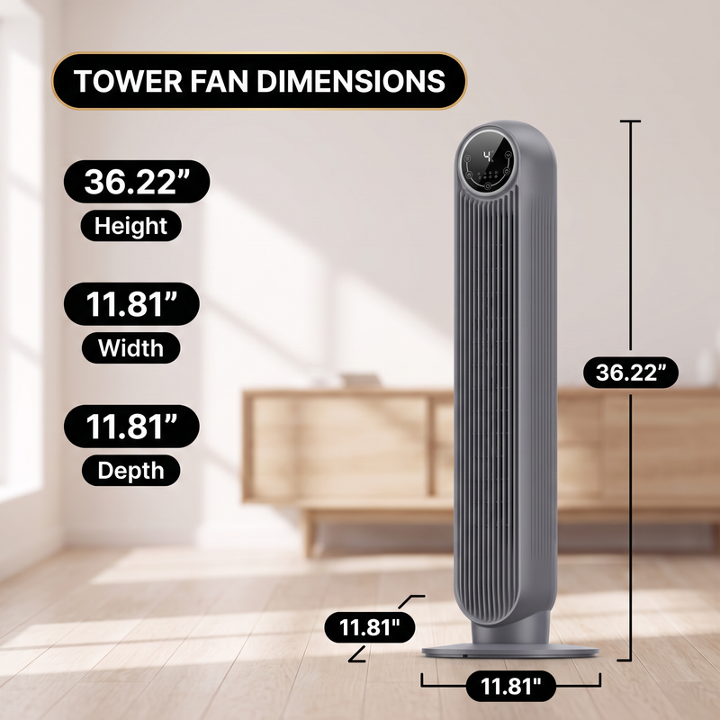 Tower Fan With Remote – 90° Oscillation, 36″ & 42″ - 9