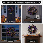 HALLOWEEN WREATH WITH LIGHTS FOR FRONT DOOR – PRE-LIT PUMPKIN, WITCH & GOTHIC PORCH DÉCOR - 9