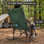 High Back Folding Rocking Camping Chair – Oversized Portable Outdoor Rocker with Cup Holder, Carry Bag & Heavy-Duty Steel Frame - 9