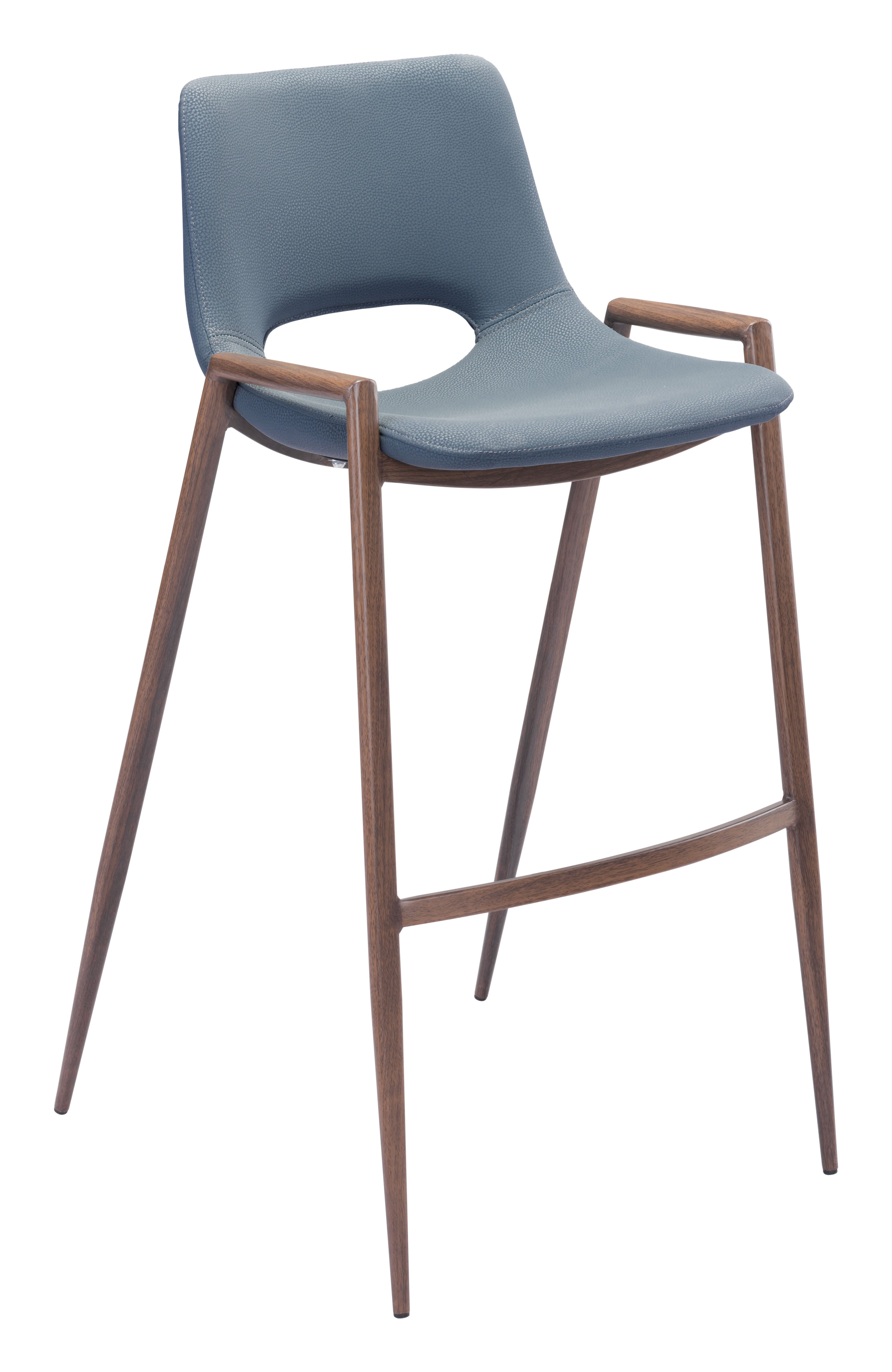 Desi Barstool Azure Gray & Walnut