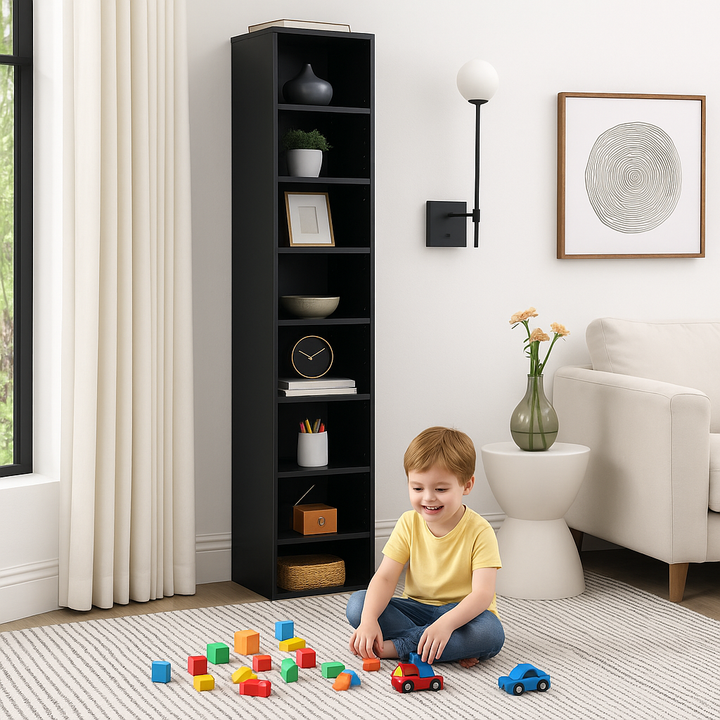 Premium 8-Tier Media Tower Rack - Ultimate Slim Storage Solution for Home & Office