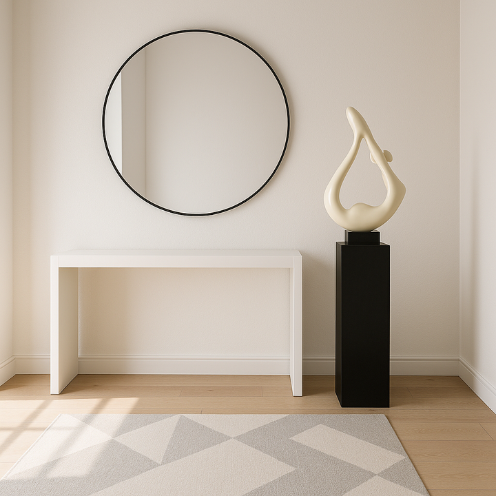 Exclusive Yoga White Sculpture with Black Base - Premium 59" Floor Art Collection