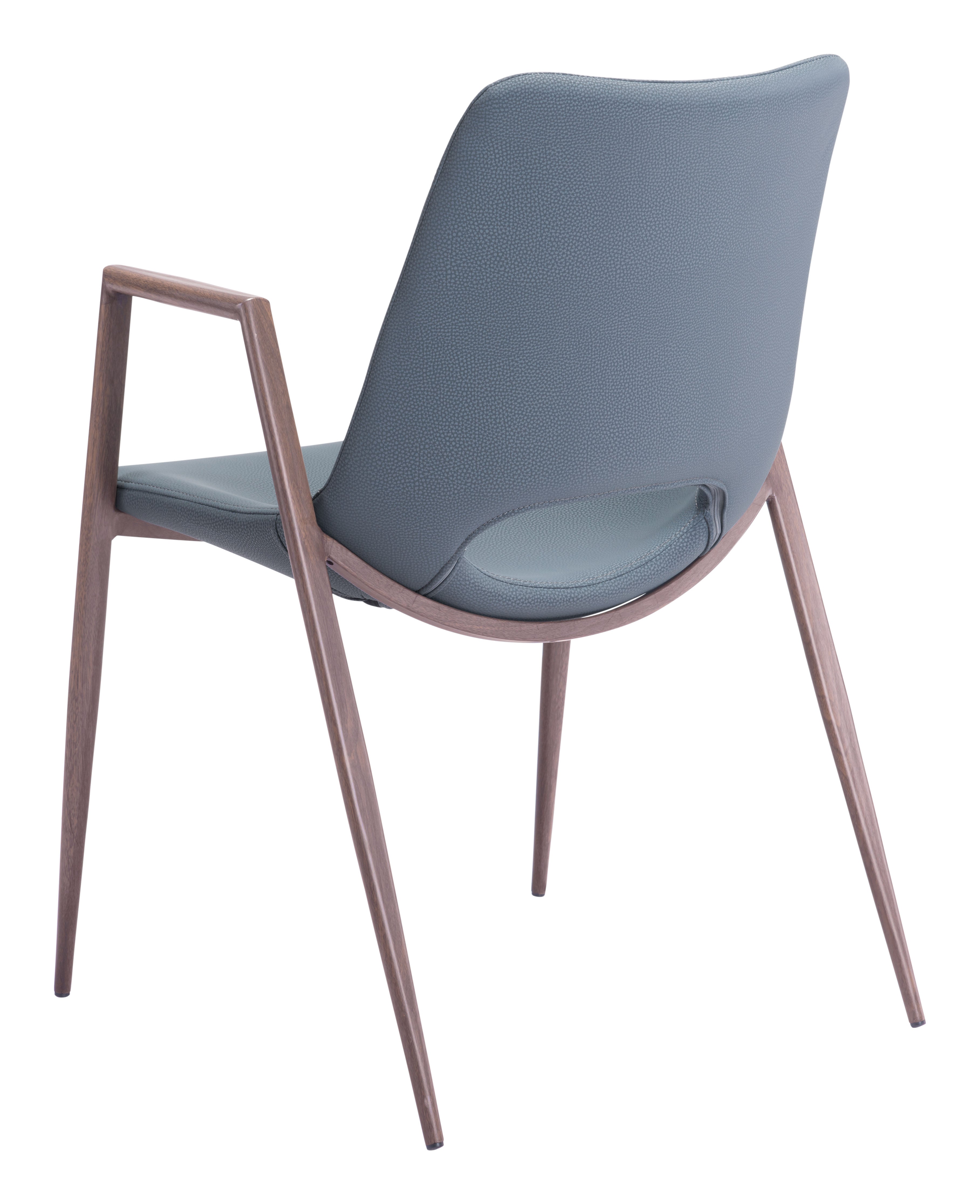 Desi Dining Chair Azure Gray & Walnut